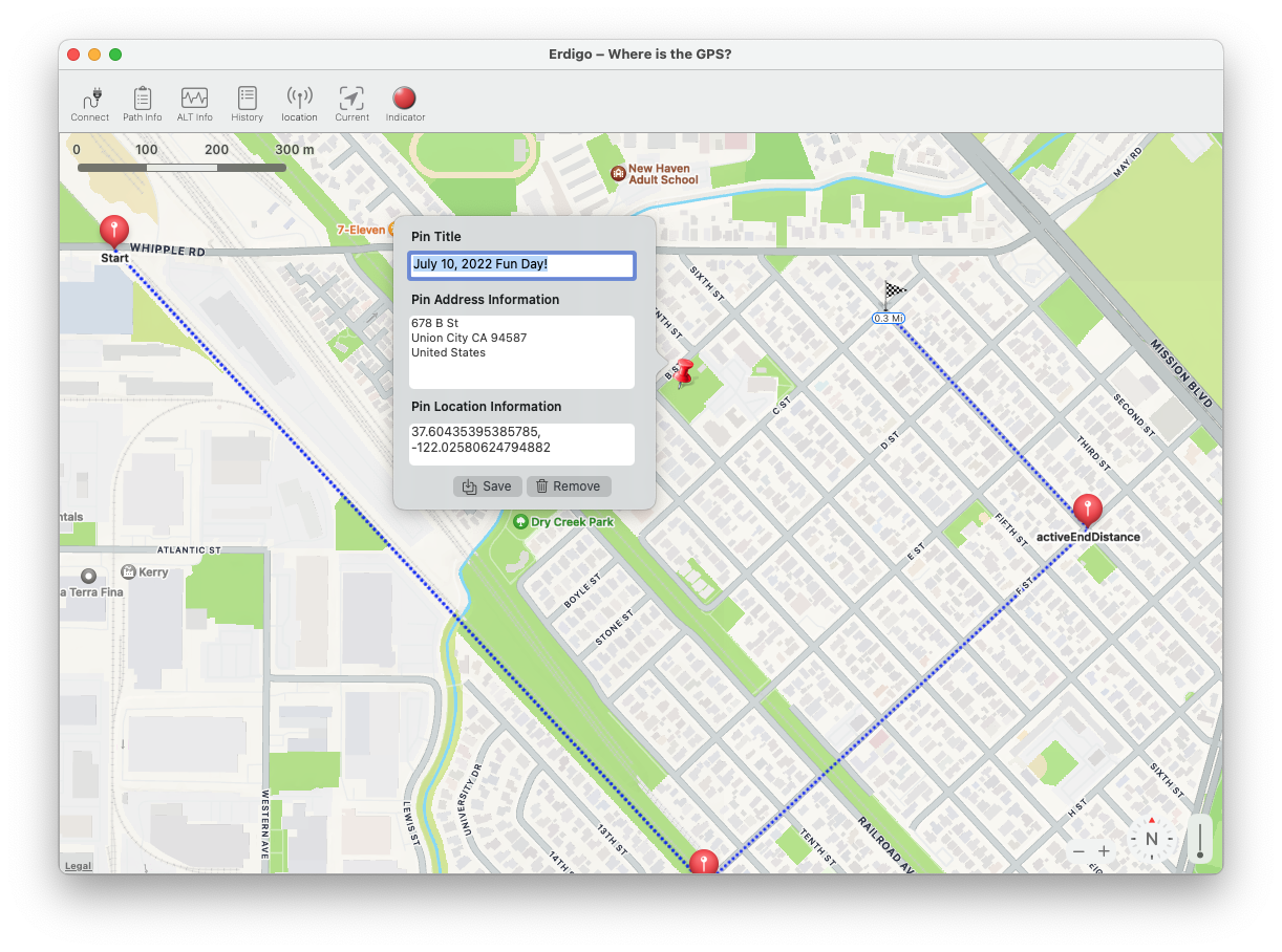 Erdigo GPS Information